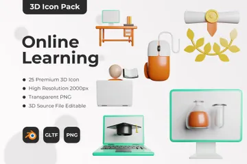 Online Learning 3D Icon Pack