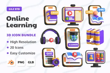 Online Learning 3D Icon Pack