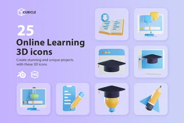 Online Learning 3D Icon Pack