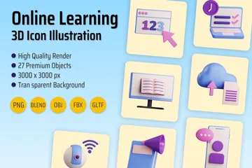 Online Learning 3D Icon Pack