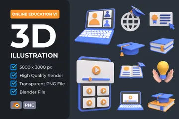 Online Learning V1 3D Icon Pack