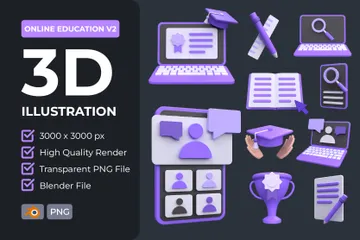 Online-Lernen V2 3D Icon Pack