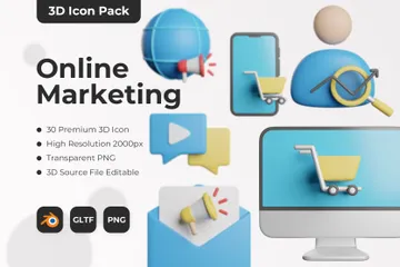 オンラインマーケティング 3D Iconパック