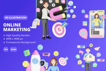 Online Marketing 3D Illustration Pack