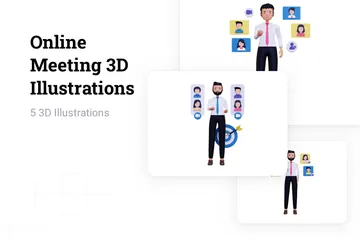Online-Meeting 3D Illustration Pack