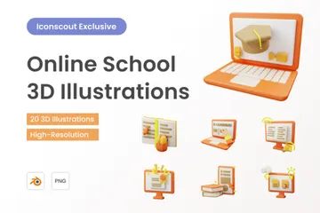 Online School 3D Illustration Pack