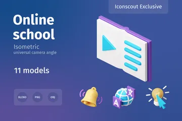 Online-Schule 3D Illustration Pack