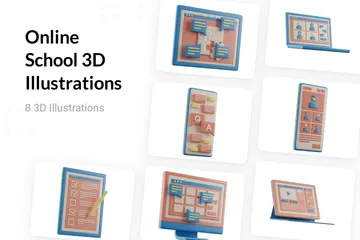 Online-Schule 3D Illustration Pack