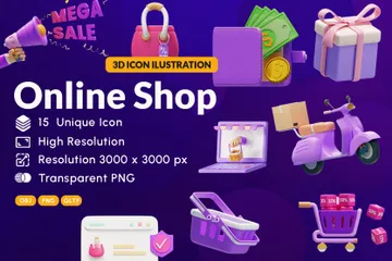 Online Shop 3D Icon Pack