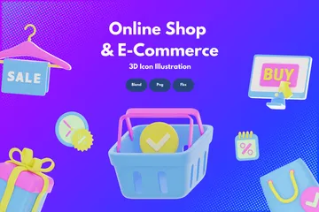 Online Shop & E-Commerce 3D Icon Pack