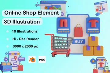 Online Shop Element 3D Illustration Pack