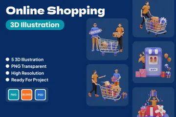 온라인 쇼핑 3D Illustration 팩