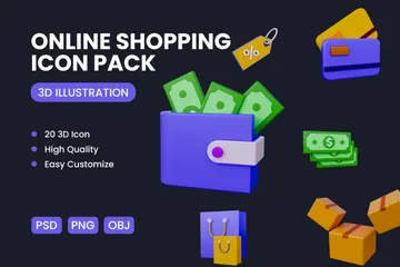 Online Einkaufen 3D Icon Pack