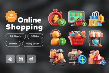 Online Shopping 3D Icon Pack