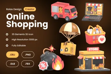 Online Shopping 3D Icon Pack