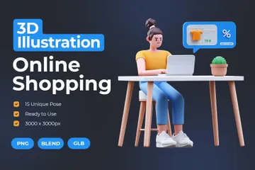 온라인 쇼핑 3D Illustration 팩