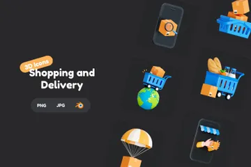 Online Shopping And Global Delivery 3D Icon Pack