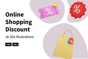 Online Shopping Discount 3D Icon Pack