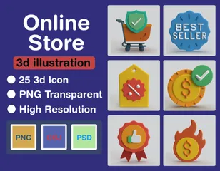 Online Store 3D Icon Pack