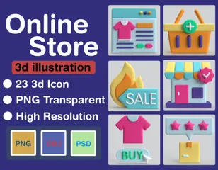 Online Store 3D Icon Pack