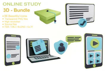 Online Study 3D Icon Pack