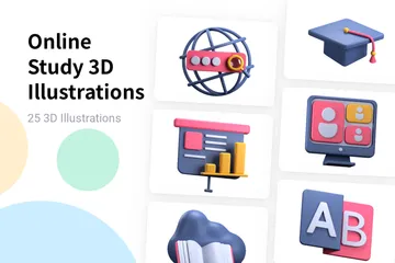 Online Study 3D Illustration Pack