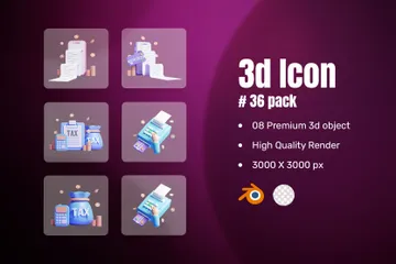 Online Tax 3D Icon Pack