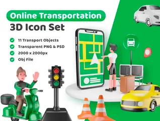 Online Transportation 3D Illustration Pack