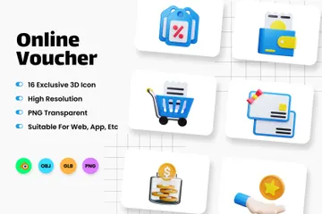 Online Voucher 3D Icon Pack
