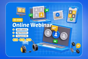 Online Webinar 3D Icon Pack