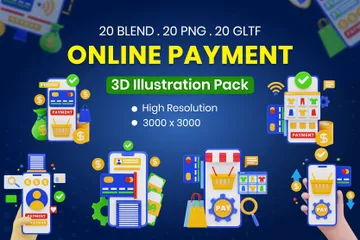 Onlinebezahlung 3D Illustration Pack