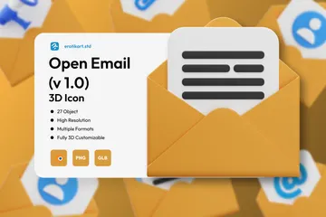 Open Email 3D Icon Pack