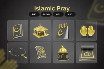 Oración islámica Paquete de Icon 3D
