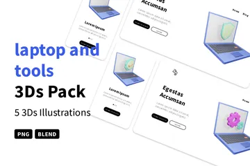Ordinateur portable et outils Pack 3D Icon