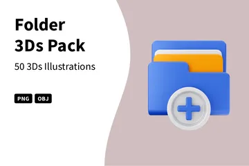Ordner, Blaue Farbe 3D Icon Pack