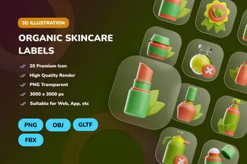 Organic Skincare Labels 3D Icon Pack