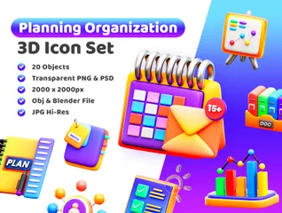 Organisation de planification Pack 3D Illustration