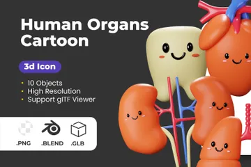 Órganos humanos de dibujos animados Paquete de Icon 3D
