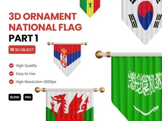 Ornament National Flag PART 1 3D Icon Pack