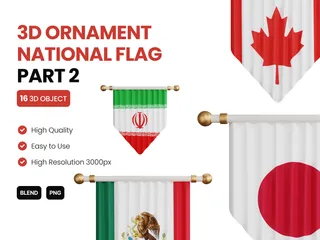 Ornamento Bandeira Nacional PARTE 2 Pacote de Icon 3D