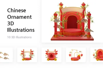 Ornamento Chinês Pacote de Illustration 3D