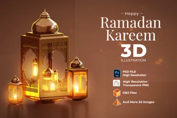 Ornamento do Ramadã Pacote de Illustration 3D
