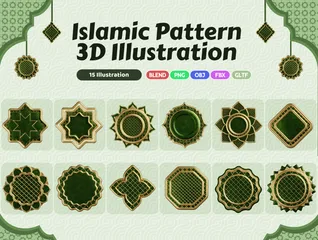 Ornement à motif islamique Pack 3D Icon