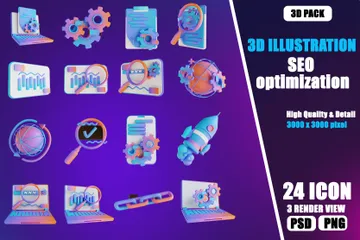 Otimização de SEO Pacote de Illustration 3D