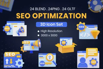 Otimização de SEO 3D Icon Pack