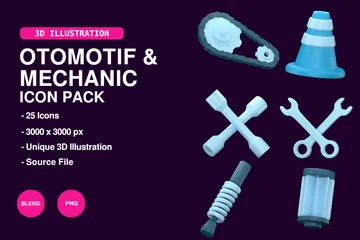 Otomotif And Mechanic 3D Icon Pack