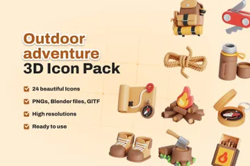 Outdoor-Abenteuer 3D Icon Pack