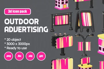 Outdoor Advertising 3D Icon Pack