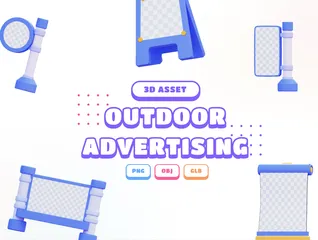 Outdoor Advertising 3D Icon Pack