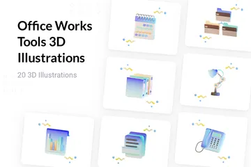 Outils de travail de bureau Pack 3D Illustration